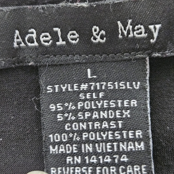 Adele & May Black Sleeveless Blouse With Peek A Boo Detail At Neckline SZ Large - Picture 7 of 7